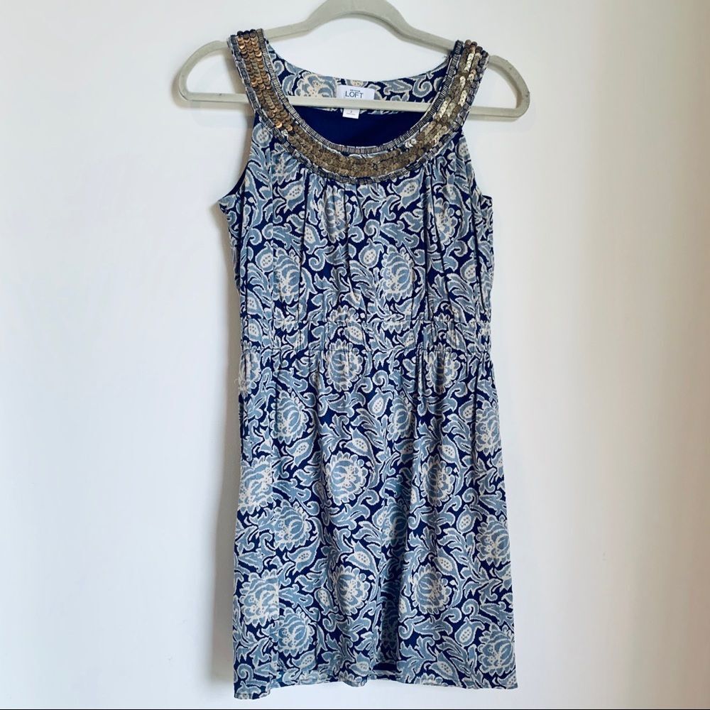 LOFT embellished neckline DRESS